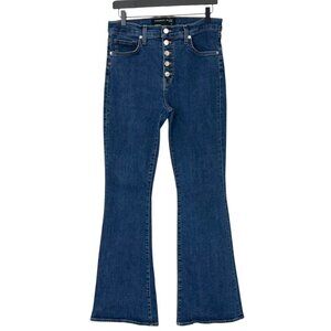Veronica Beard Beverly Skinny Flare High Rise Jeans Washed Oxford Blue Size 30